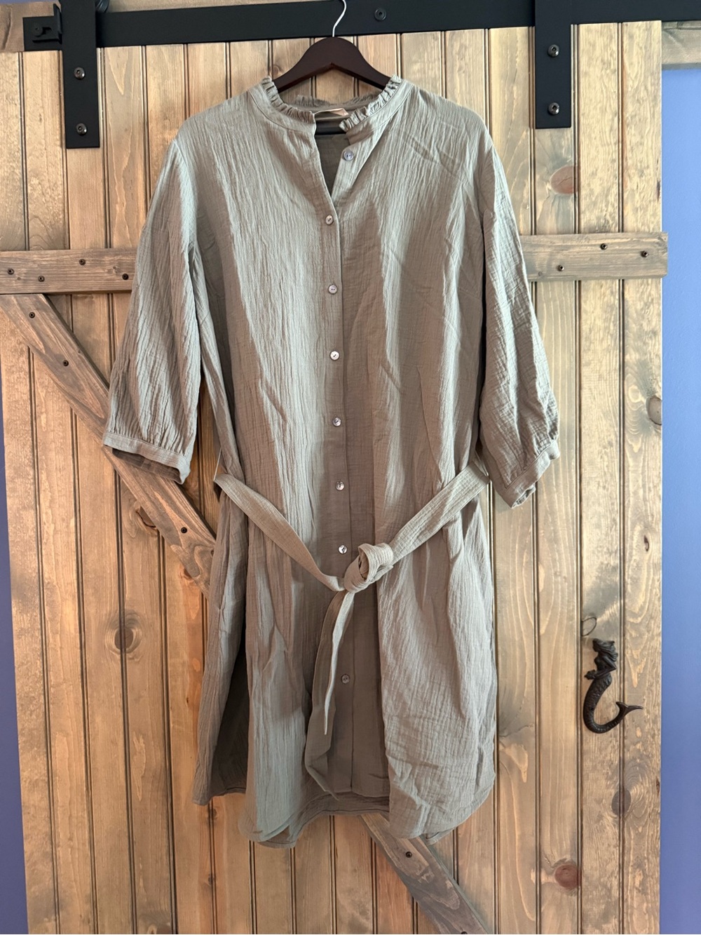 Soft surroundings cotton gauze midi shirt dress